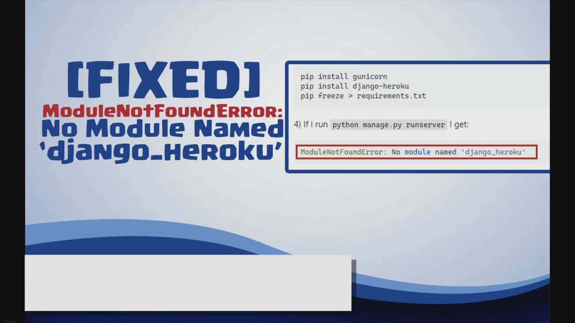 'Video thumbnail for modulenotfounderror: no module named django_heroku'