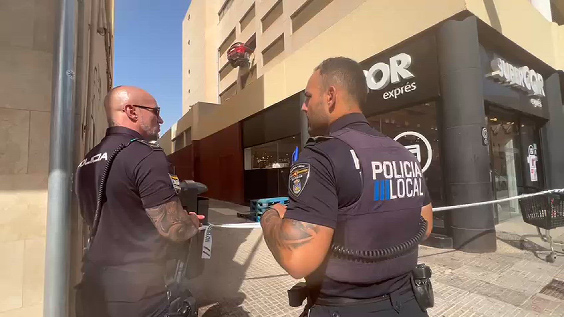 Video thumbnail for Car Hangs Perilously Over Parking Lot Edge in Ibiza