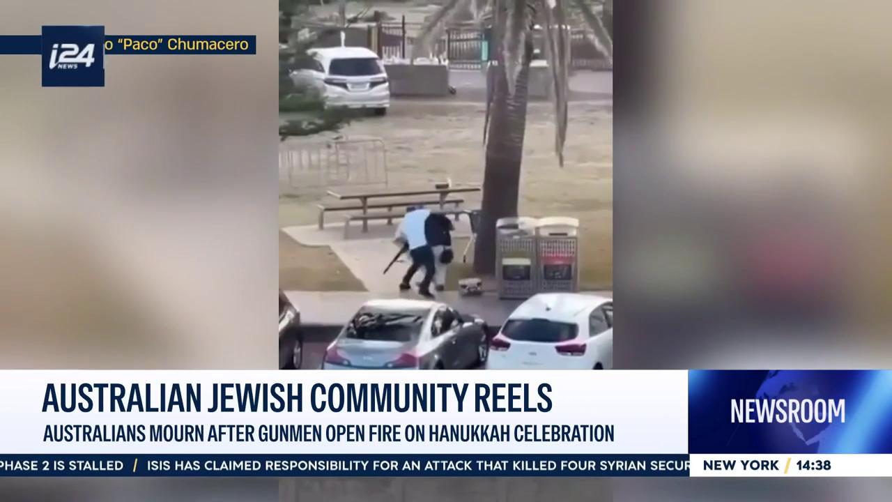 Video thumbnail for Australian Jewish community reels: Australian mourn after opened fire on Hanukkah celebration