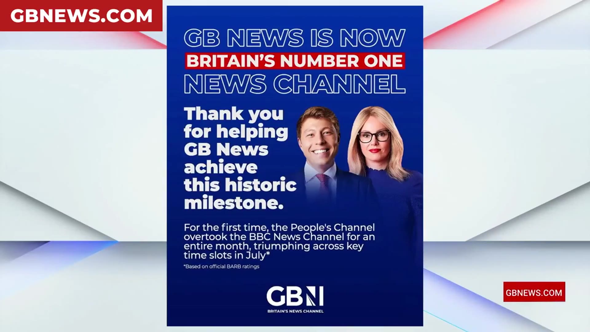 'Video thumbnail for 'Thank you for making GB News Britain's number one news channel!', says Patrick Christys'