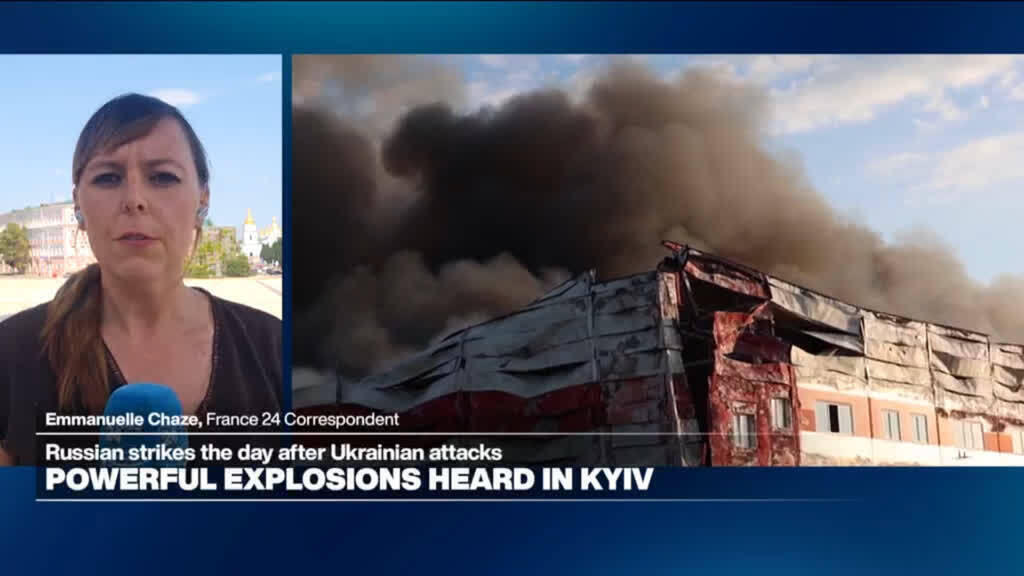 Video thumbnail for Russia launches deadly strikes on Kyiv after attack on Moscow warehouses
