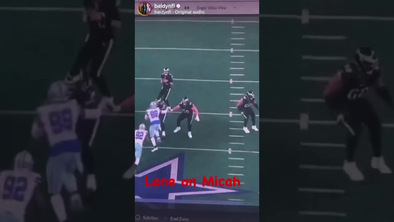 Video thumbnail for #Cowboys edge rusher Micah Parsons by #Eagles offensive tackle Lane Johnson