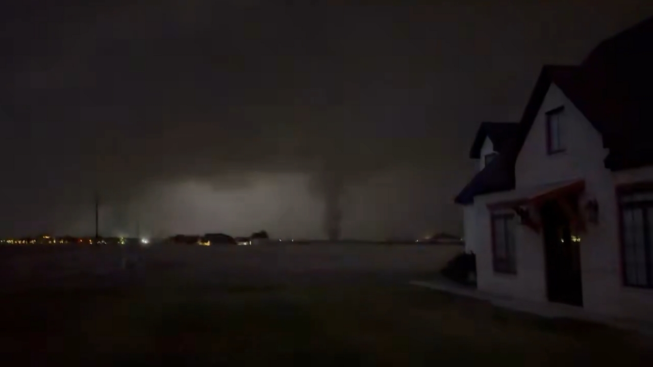 Video thumbnail for Landspout Tornado Lights Up Texas Sky