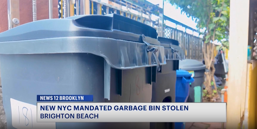 Video thumbnail for Caught on camera: Thieves steal NYC-mandated trash bin from outside Brighton Beach home