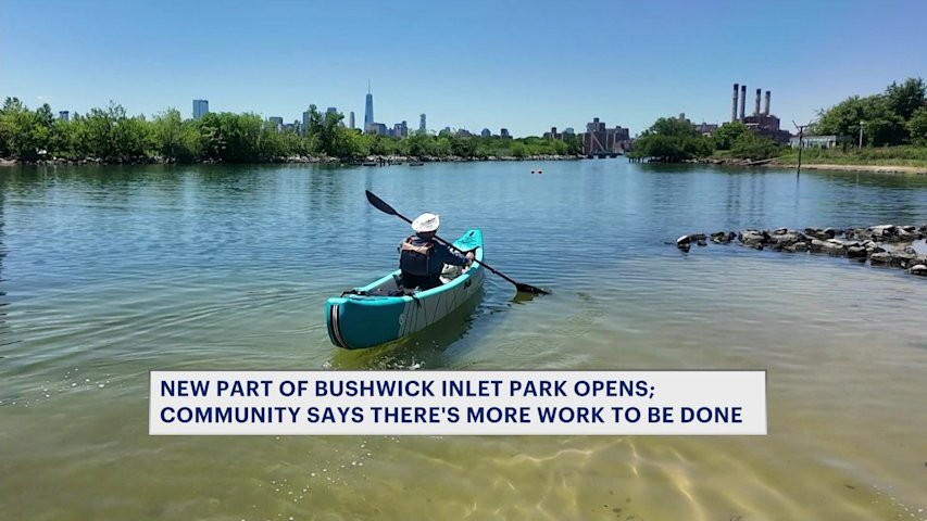Video thumbnail for After years of delays, new section of Bushwick Inlet Park opens on Brooklyn waterfront