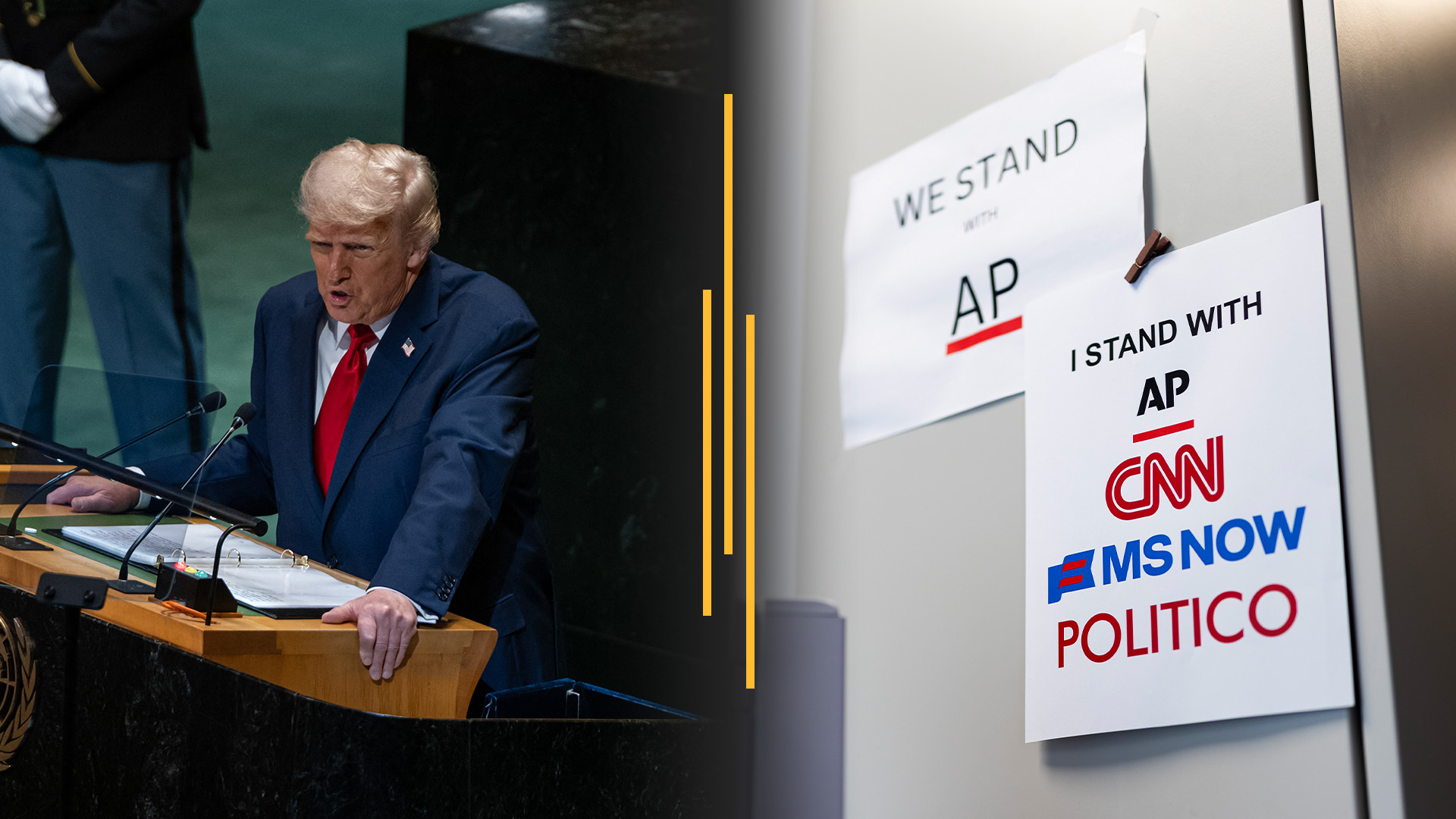 Video thumbnail for Trump set for UN speech with Iran in focus; White House media ban goes to court