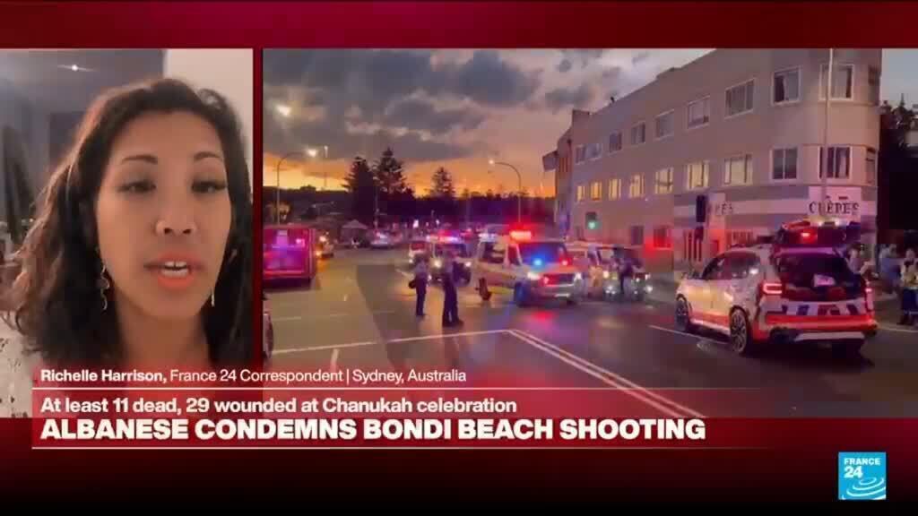 Video thumbnail for Bondi Beach shooting: One suspect in custody in critical condition