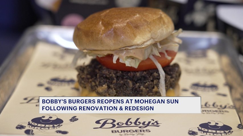 Video thumbnail for Ribbon-cutting held for renovated Bobby's Burgers at Mohegan Sun