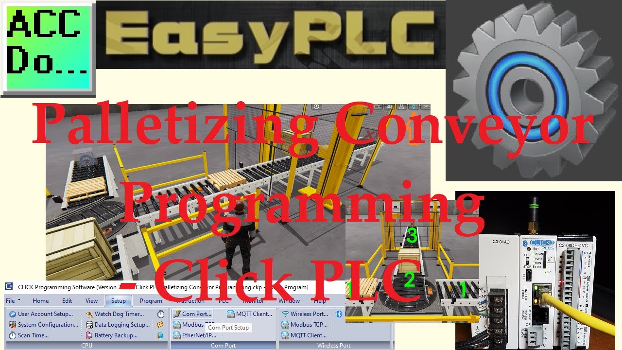 'Video thumbnail for Palletizing Conveyor Programming - Click PLC'