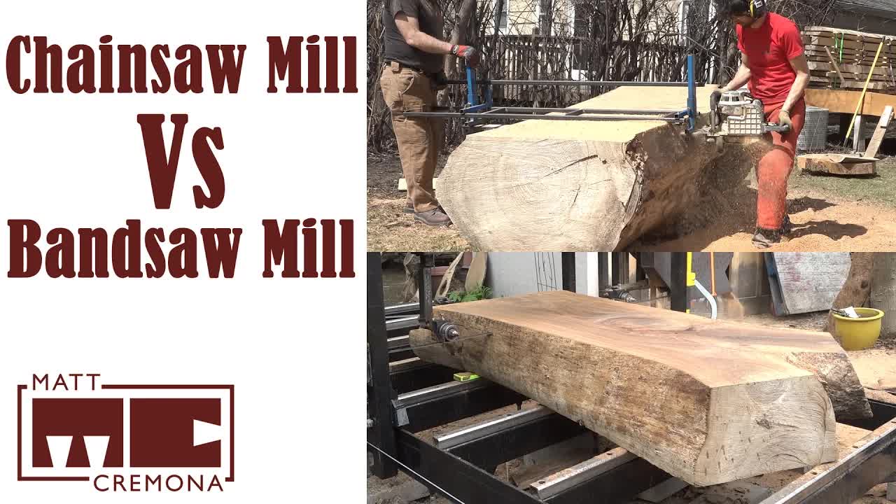 Video thumbnail for Slabbing BIG ELM with a Chainsaw and Bandsaw Mill