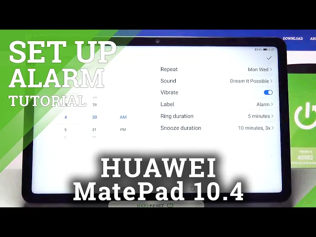 Video thumbnail for How to Set Up Alarm Clock in HUAWEI MatePad 10.4 – Add Alarm