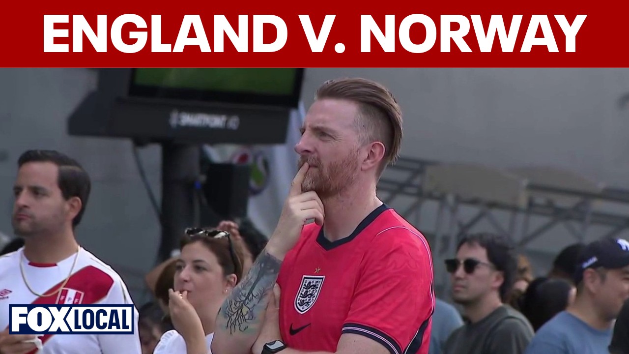 Video thumbnail for England, Norway fans watch World Cup quarterfinal on USS Intrepid