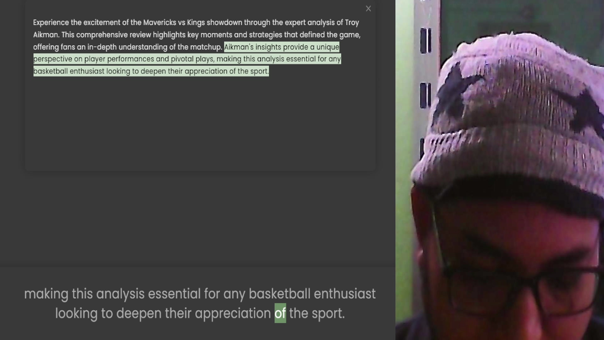 Video thumbnail for Experience the excitement of the Mavericks vs Kings showdown through the expert analysis of Troy Aikman. This comprehensive review highlights key moments and strategies that defined the game, offering fans an in-depth understanding of the