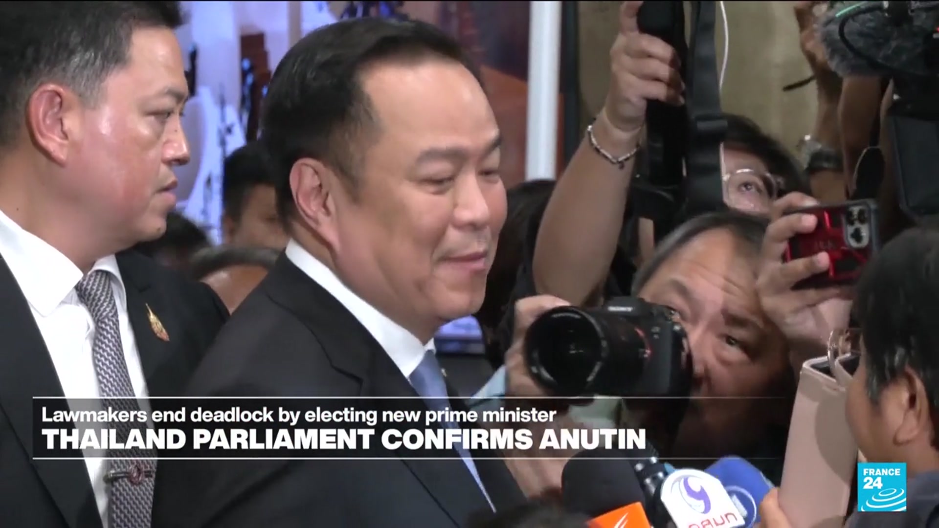 'Video thumbnail for Conservative Thai tycoon wins parliament vote to become PM'