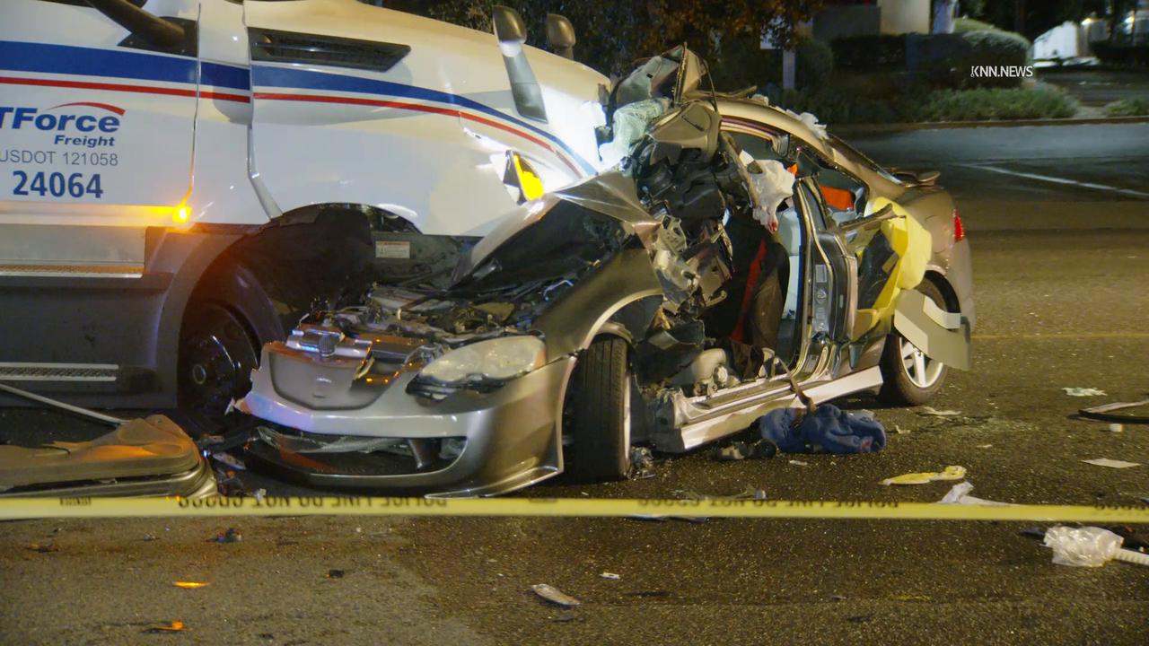 Video thumbnail for US, Los Angeles: Anaheim Semi T-Bones Car with Major Injuries.