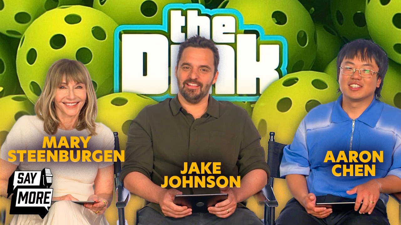 Video thumbnail for Jake Johnson, Mary Steenburgen & Aaron Chen guess absurd movie mashups