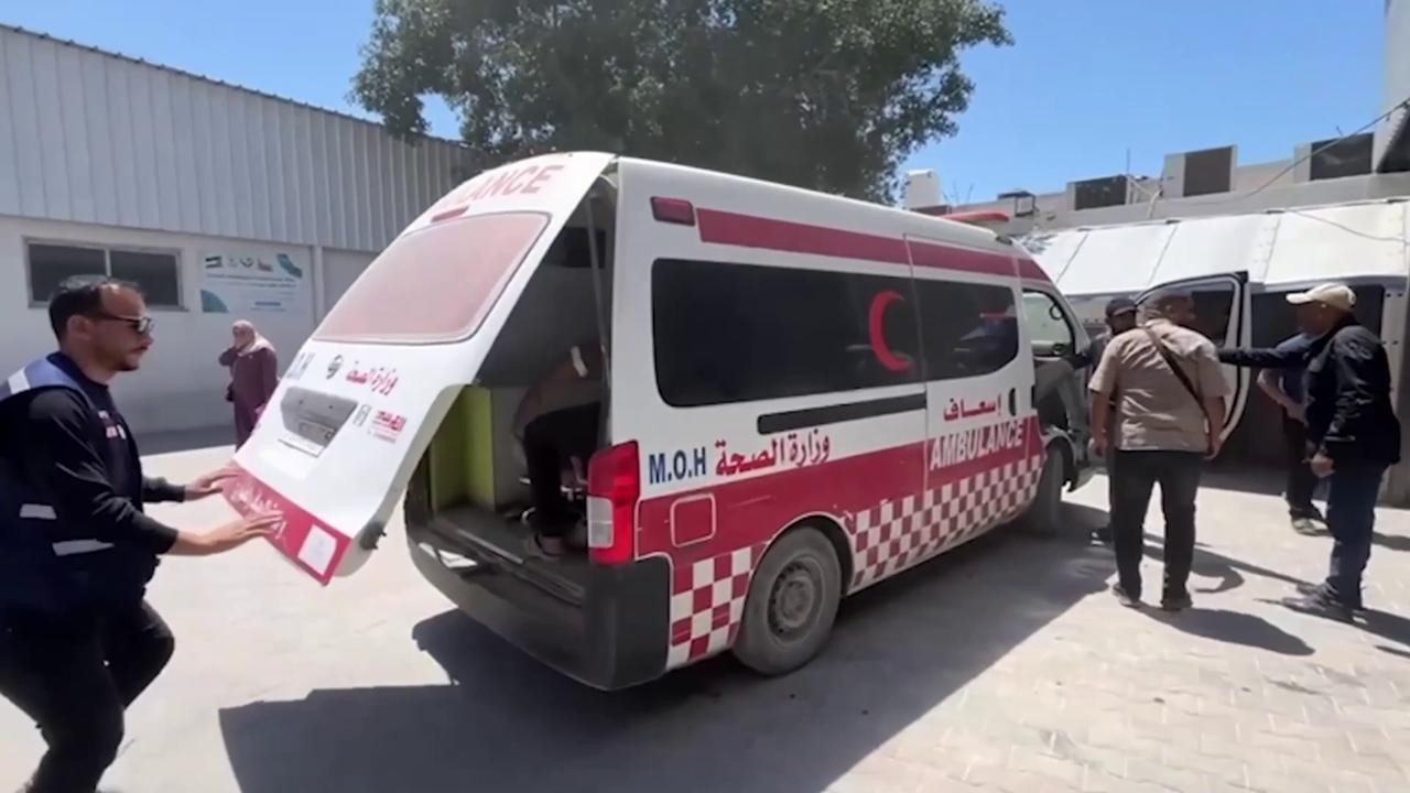 Video thumbnail for Palestine: Israeli drone strike kills 5 policemen in Gaza City.