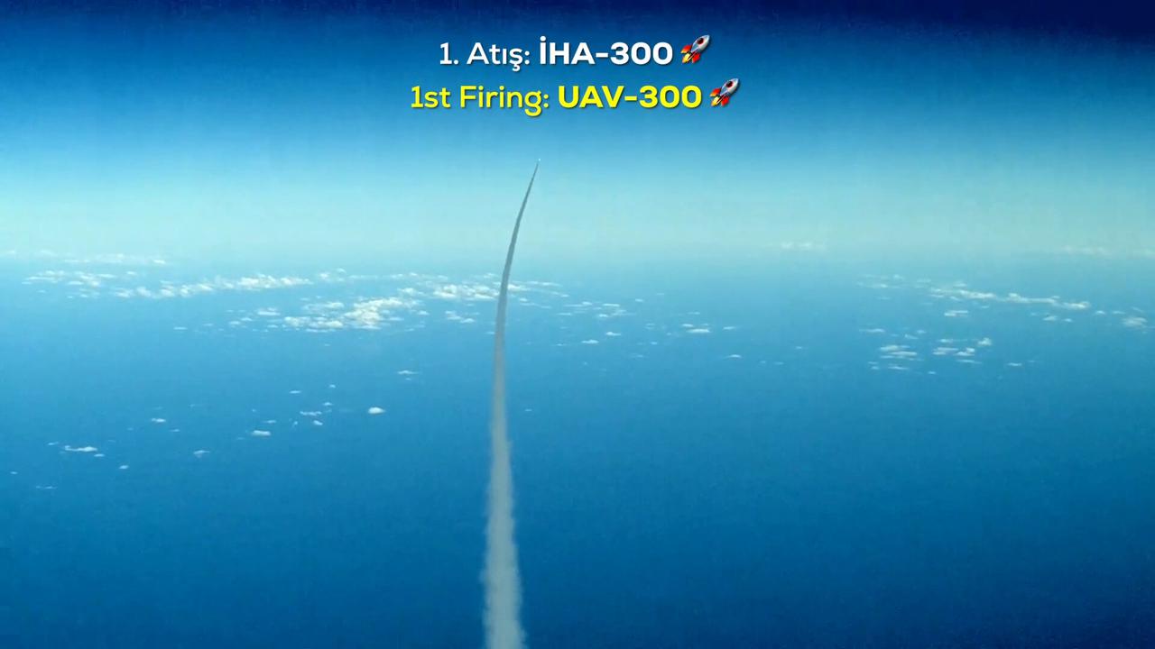Video thumbnail for Türkiye: Turkish AKINCI strikes target with IHA-300 supersonic missile in Black Sea test.