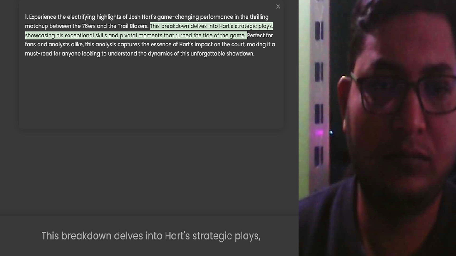 Video thumbnail for 1. Experience the electrifying highlights of Josh Hart's game-changing performance in the thrilling matchup between the 76ers and the Trail Blazers. This breakdown delves into Hart's strategic plays, showcasing his exceptional skills and