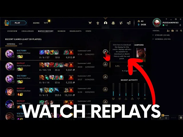 Video thumbnail for How to Watch Replays in League of Legends - Download LOL Replays