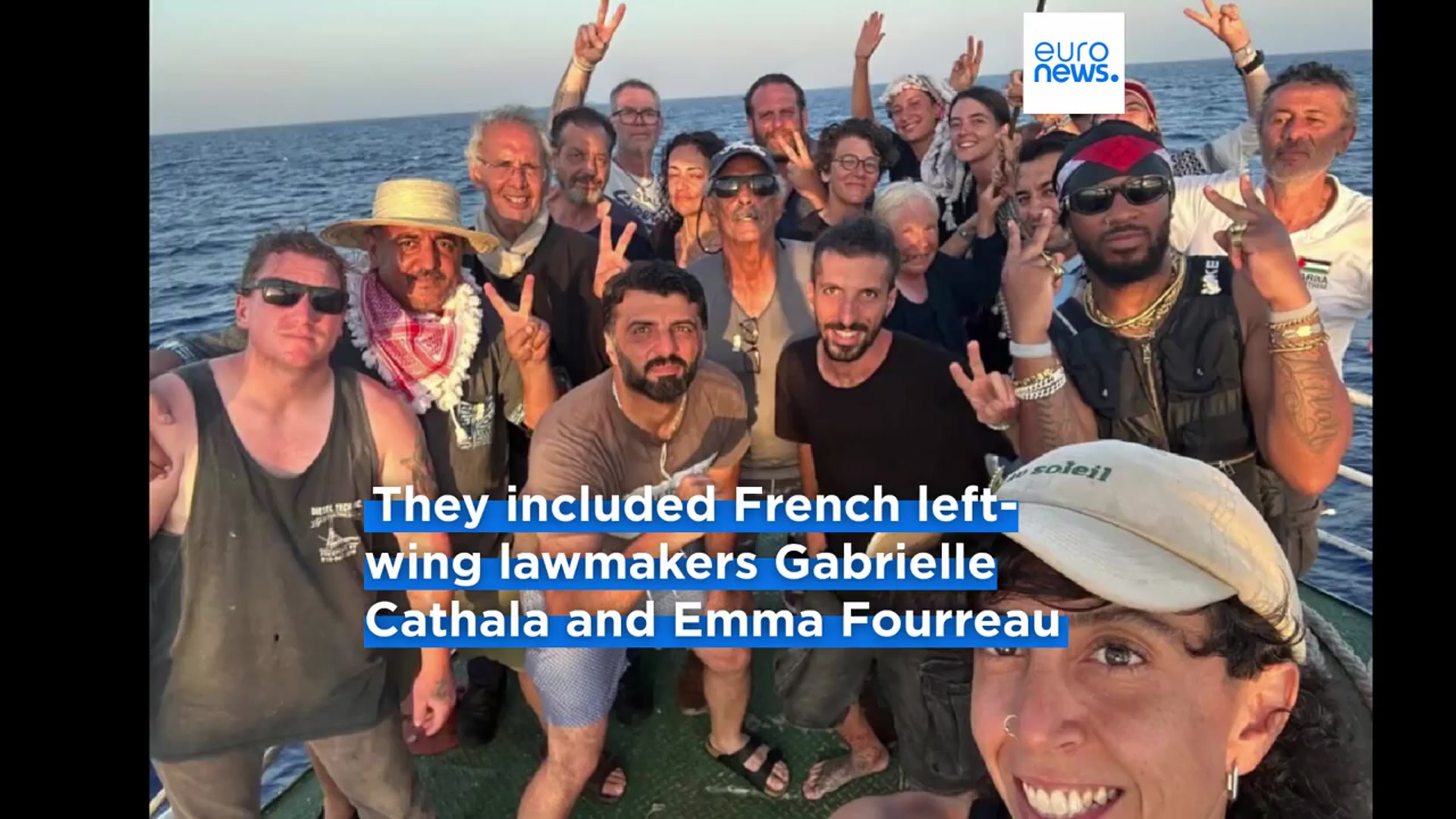 'Video thumbnail for Israel intercepts Gaza-bound activist boat Handala carrying humanitarian aid'