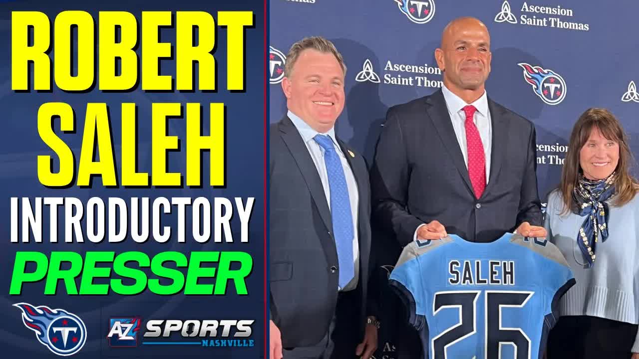 Video thumbnail for a to z sports nashville: robert saleh introduced as titans head coach! excited to work with qb cam ward