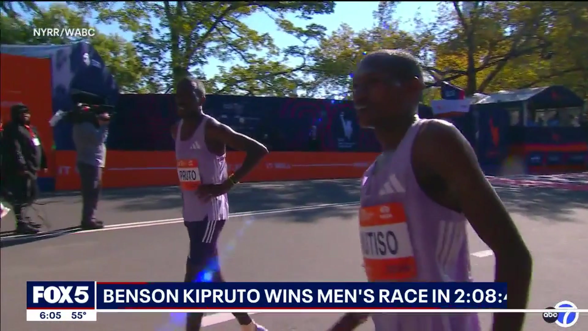 'Video thumbnail for Hellen Obiri sets course record, Benson Kipruto wins men’s title at NYC Marathon'