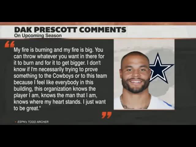 Video thumbnail for law nation sports: dak prescott's fiery ambition for dallas cowboys' greatness