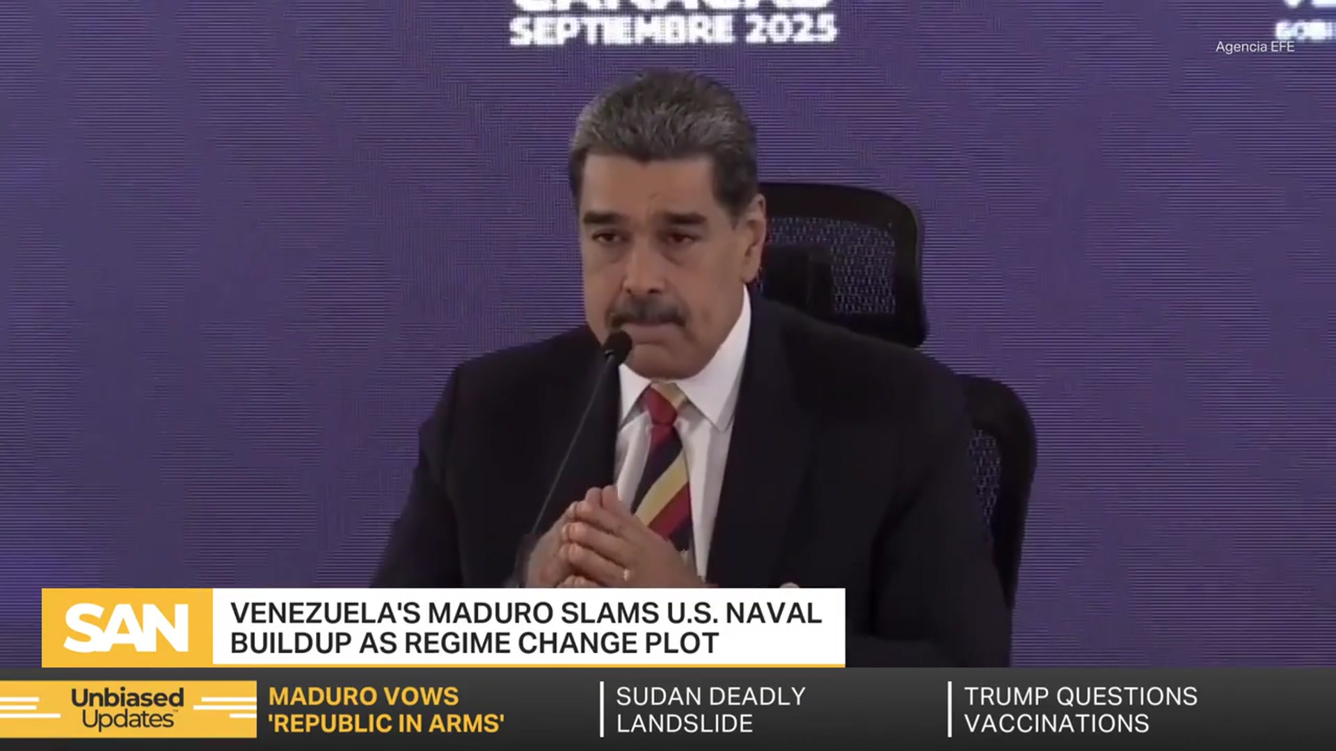'Video thumbnail for Venezuela's Maduro condemns US Naval buildup as regime change plot'