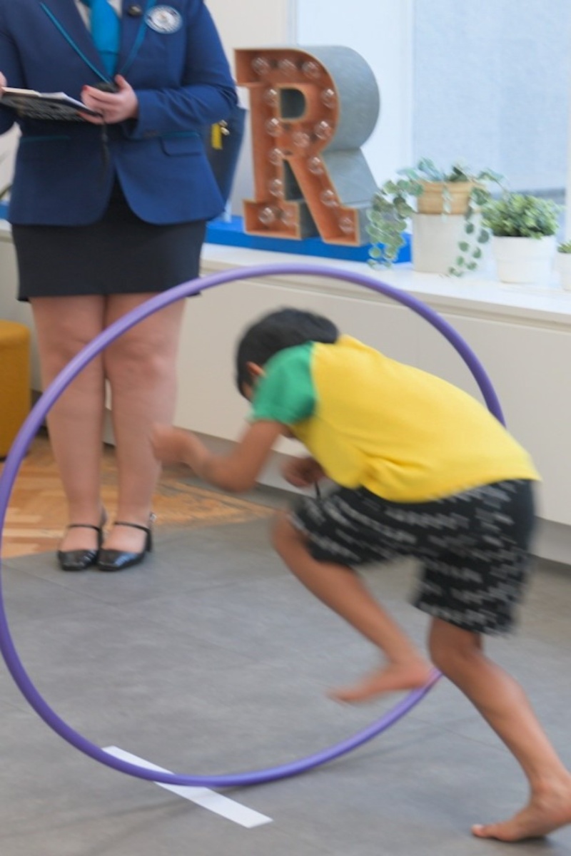 Video thumbnail for Most times to throw and go back through a backspinning hula hoop in 30 seconds (team of two) - 8 by Mamathi Vinoth and Bhairav Vinoth