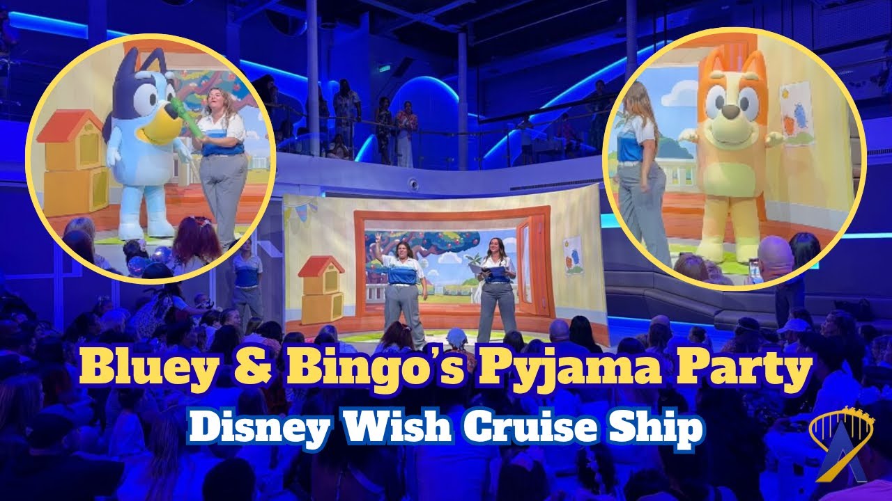 Video thumbnail for Bluey and Bingo’s Pyjama Party aboard Disney Wish Cruise Ship