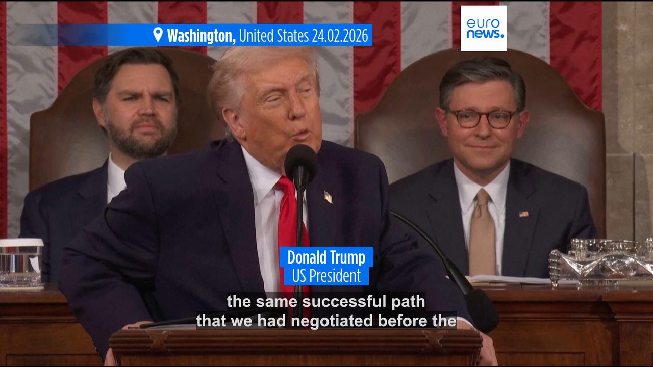 Video thumbnail for Trump threatens Tehran and hails Maduro capture in fiery State of the Union address