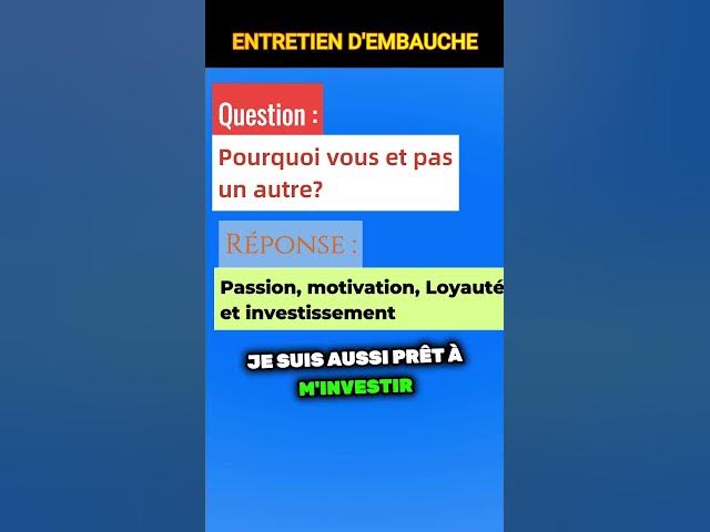 Video thumbnail for Comment répondre à la question d'entretien d'embauche : "Pourquoi vous et pas un autre ?" #Exemple 2