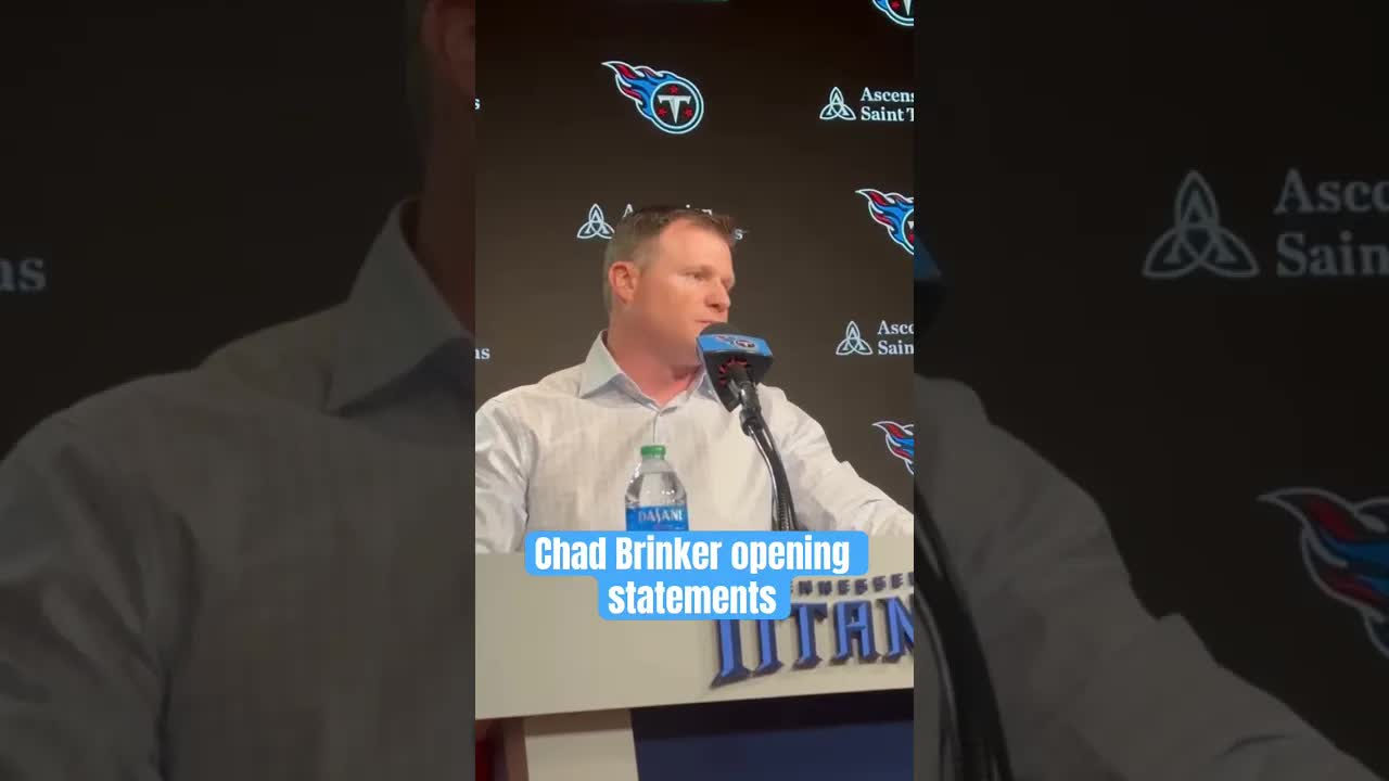 Video thumbnail for #Titans president of football operations, Chad Brinker, gives an opening statement. #titanup #shorts