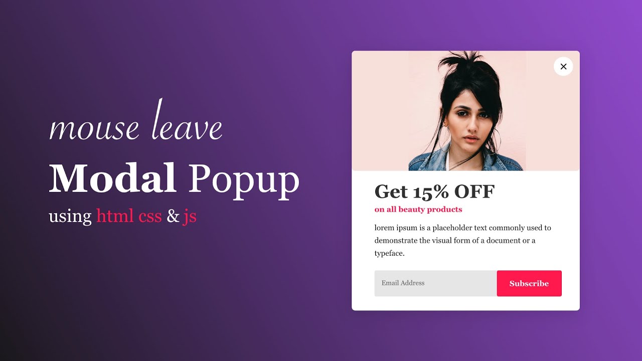 'Video thumbnail for How To Make Mouse Leave Popup Or Modal Box using HTML CSS And JavaScript'