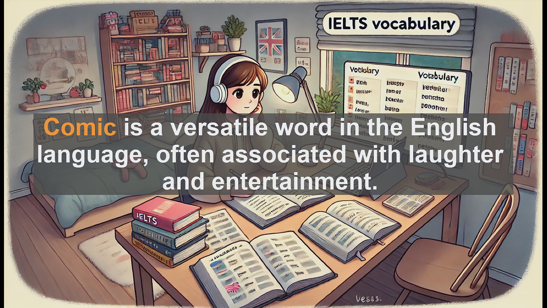 'Video thumbnail for 2500 Must Know IELTS 6.5 Vocabulary - Understanding the Word 'Comic': Meanings and Uses for IELTS'