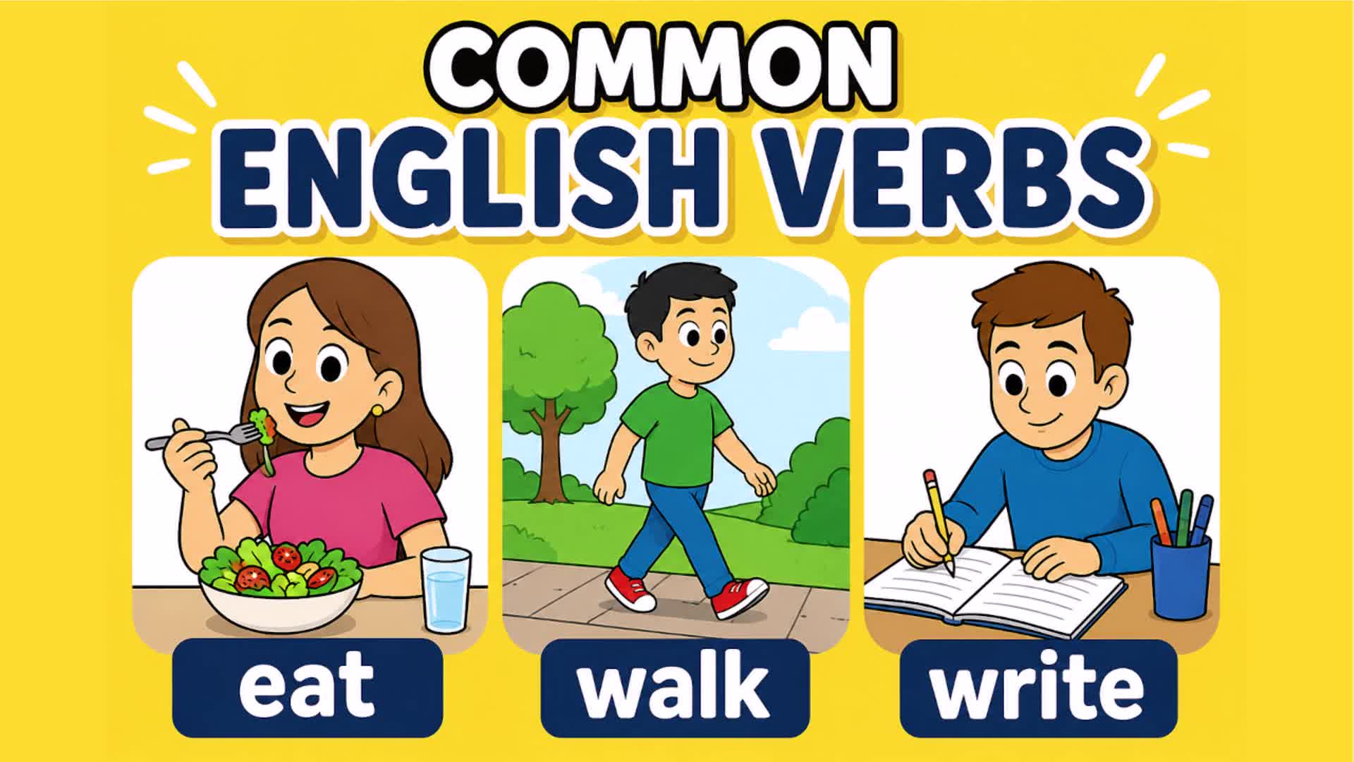 Video thumbnail for 30 Common English Verbs | English Vocabulary for Beginners