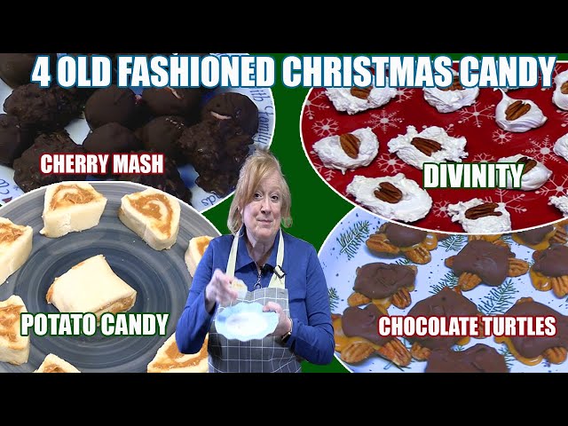 Video thumbnail for 4 Old Fashioned Christmas Candy Recipes | Chocolate Turtles, Divinity, Potato Candy, and Cherry Mash