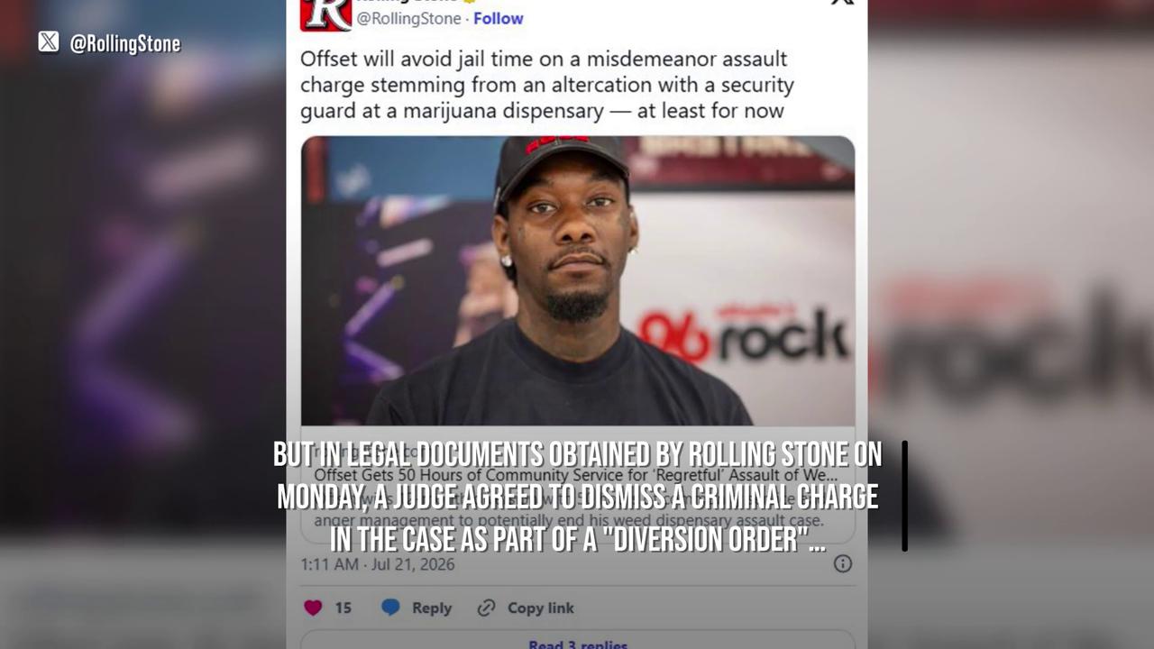 Video thumbnail for Offset avoids jail time over security guard assault charge.
