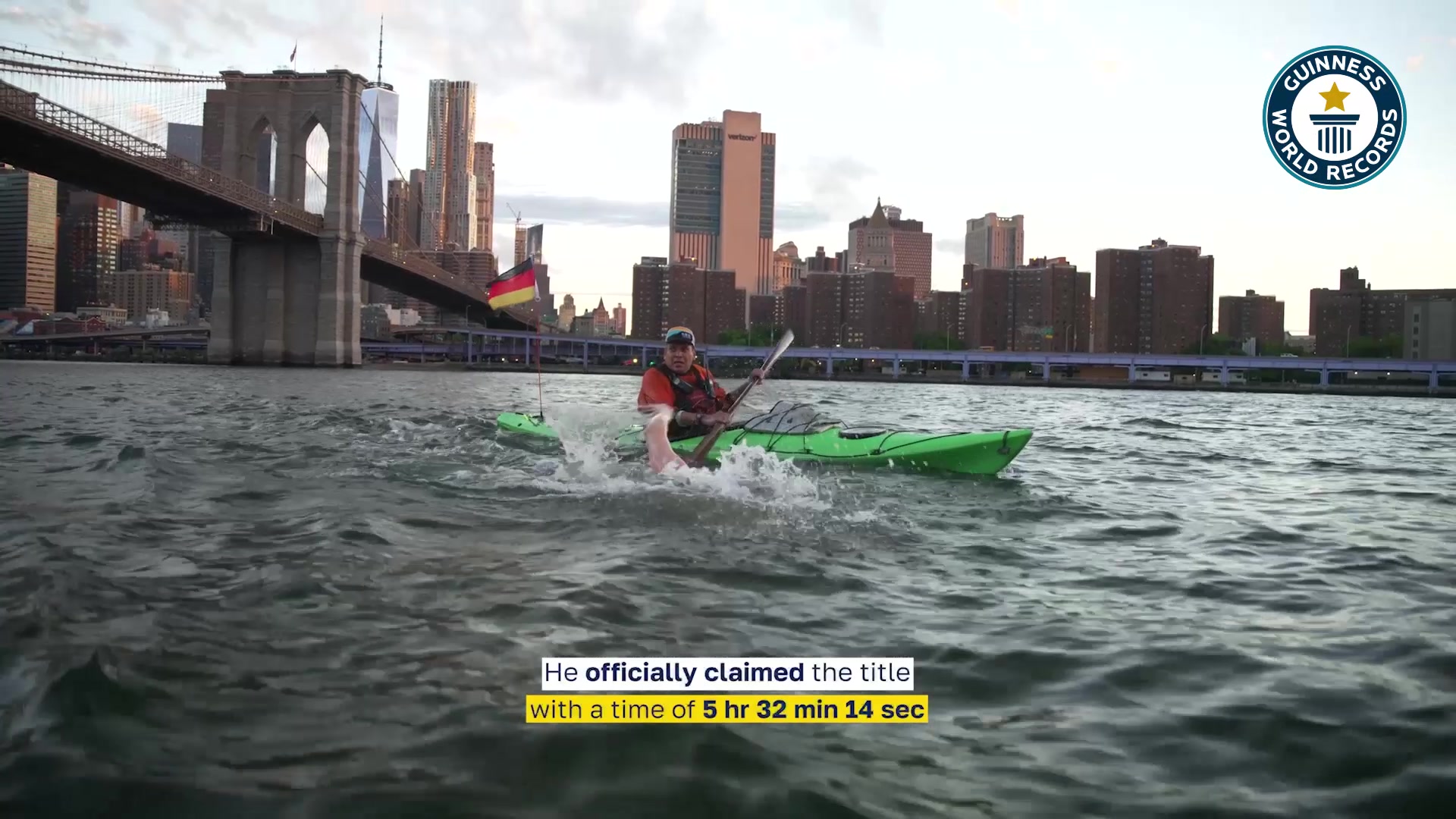 Video thumbnail for Fastest time to swim around Manhattan Island - 5 hours, 32 minutes and 14 seconds by Andreas Waschburger