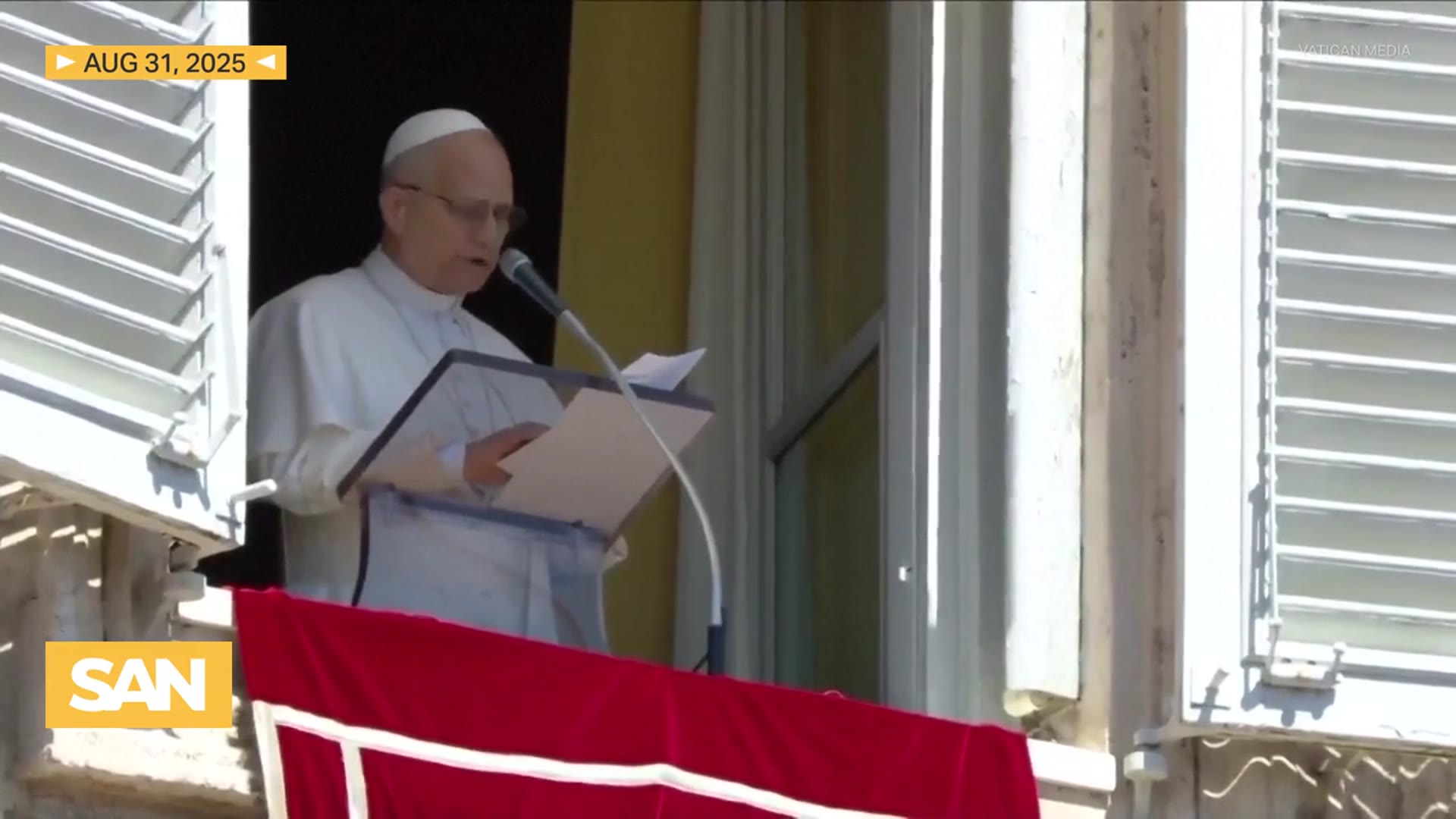 'Video thumbnail for Pope Leo calls for end to ‘pandemic of arms’ following Minnesota shooting'