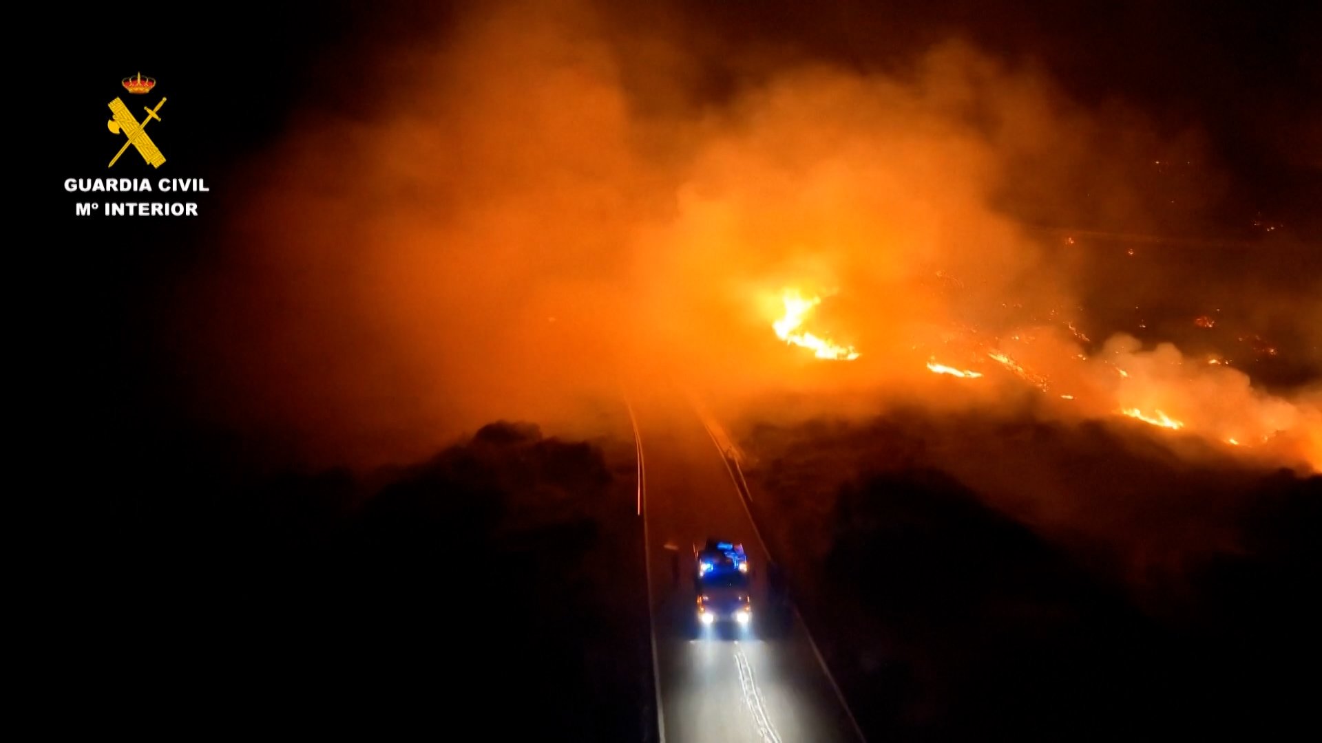 Video thumbnail for Drone video shows scale of major wildfire in northern Spain