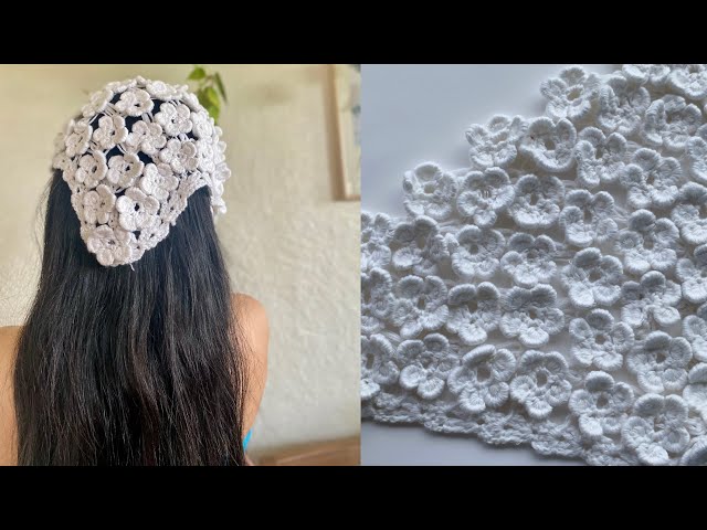 Video thumbnail for How to crochet lace flower bandana...