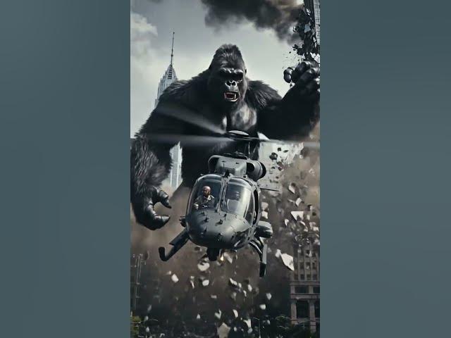 Video thumbnail for king Kong attack to city and damge building and halicapter