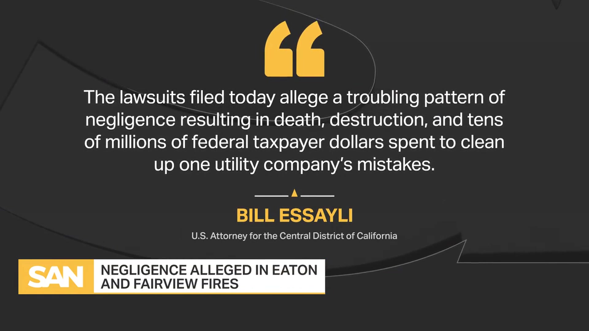 'Video thumbnail for DOJ sues utility company SoCal Edison over deadly California wildfires'