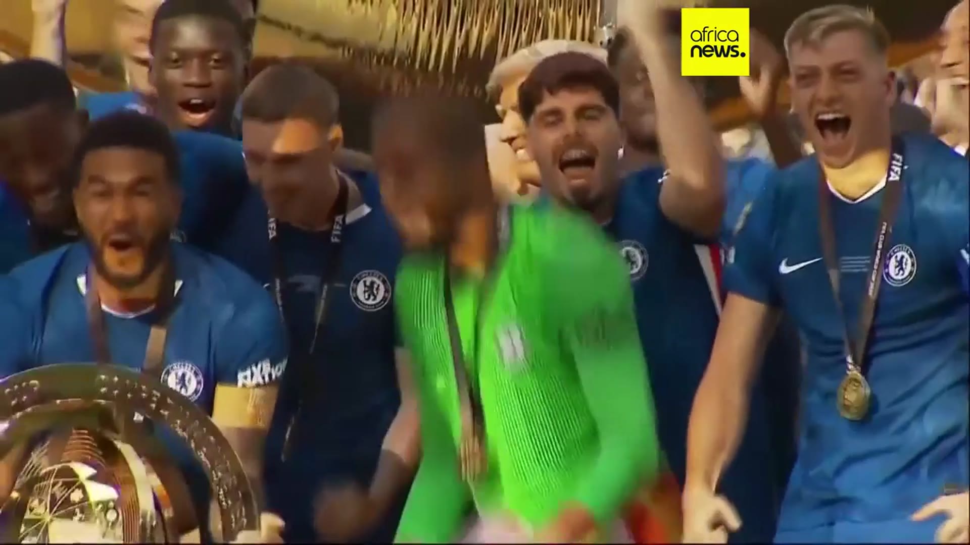 'Video thumbnail for Trump awards Chelsea Club World Cup trophy after historic 3-0 victory against PSG'