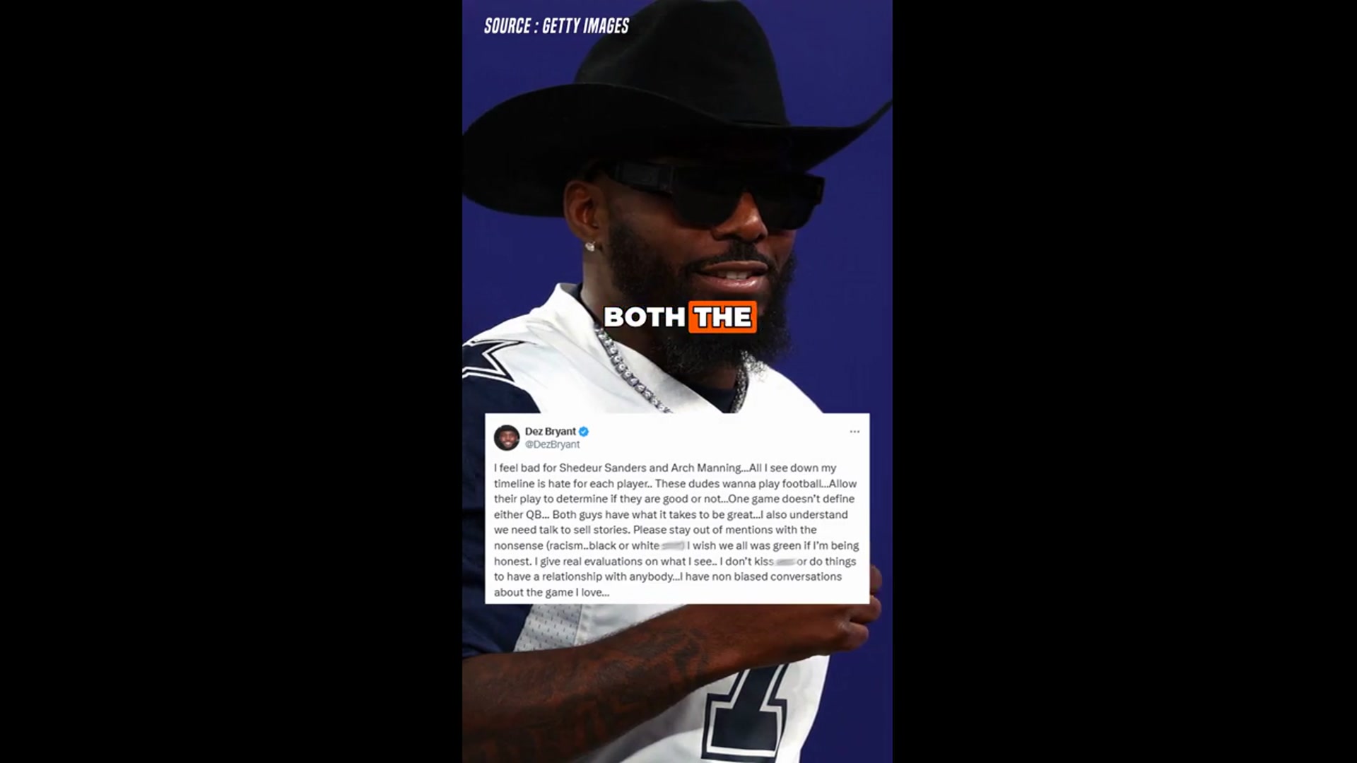 'Video thumbnail for Dez Bryant Defends Arch Manning & Shedeur Sanders'
