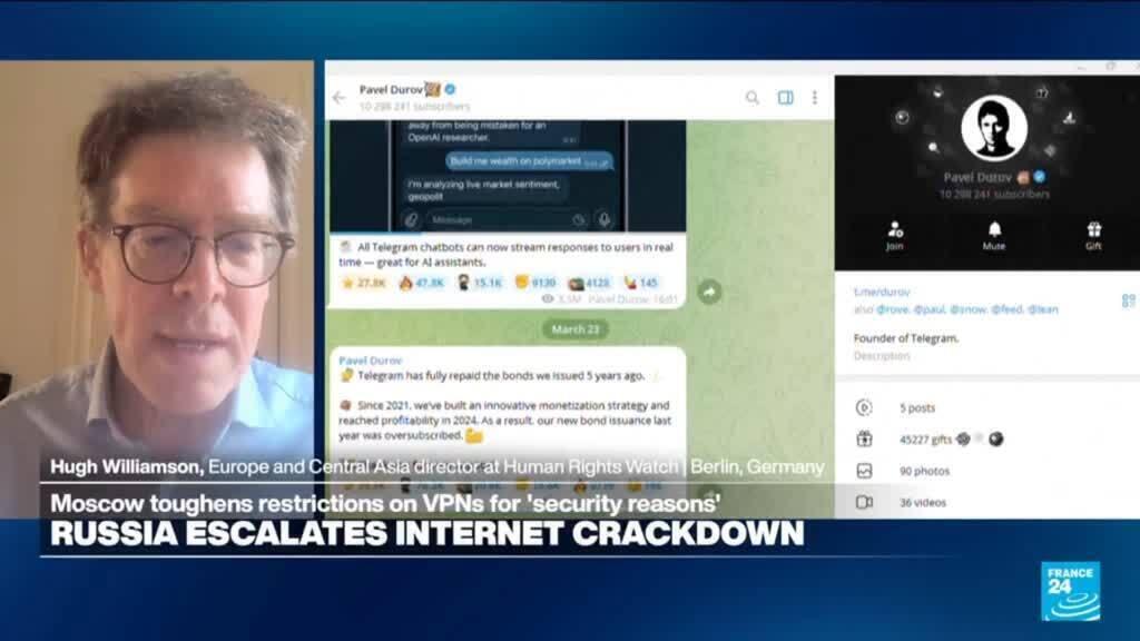Video thumbnail for Kremlin's digital crackdown: VPN restrictions 'a new, sophisticated effort for censorship in Russia'