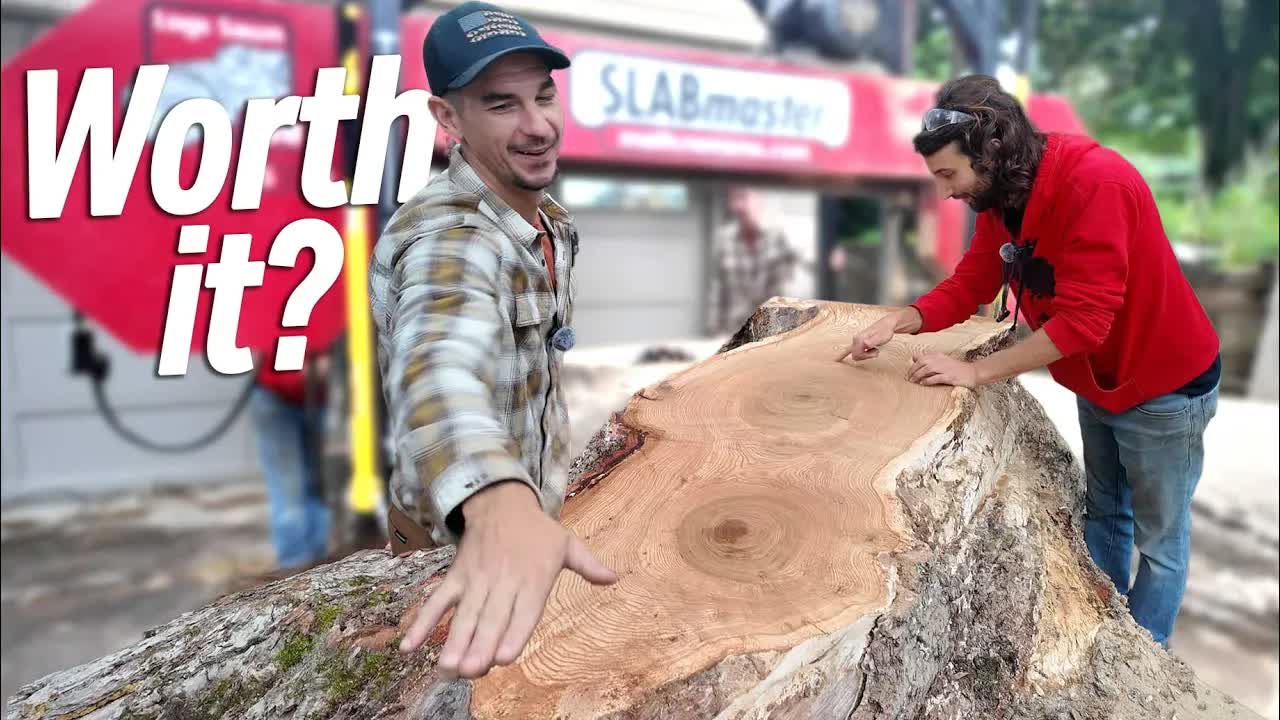 Video thumbnail for Matthew Cremona: sawing a massive elm log - overcoming challenges with heavy machinery