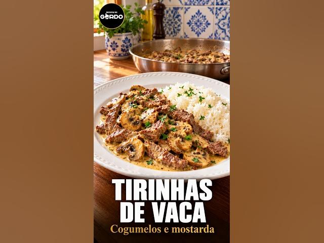 Video thumbnail for 🥩Tirinhas de vaca com cogumelos e molho de mostarda #ReceitasDoGordo #TirinhasDeVaca #CozinhaCaseira